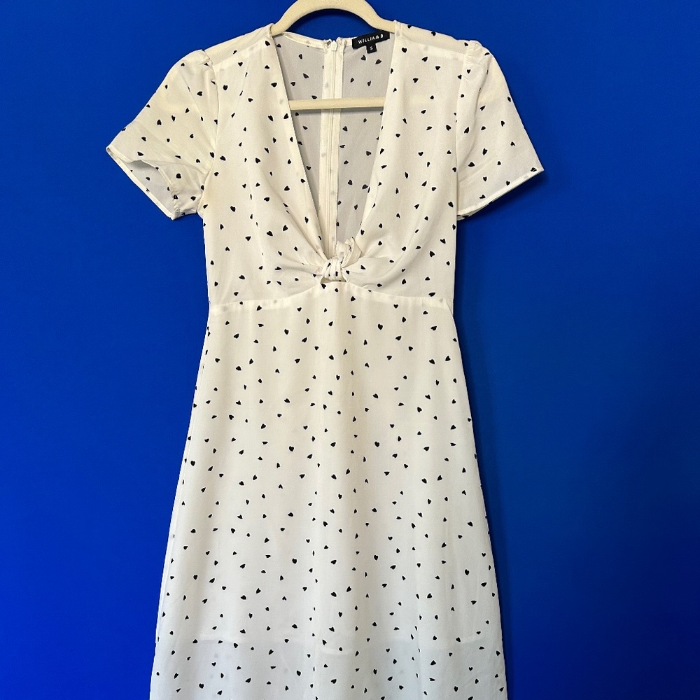 White polka dot midi dress S size